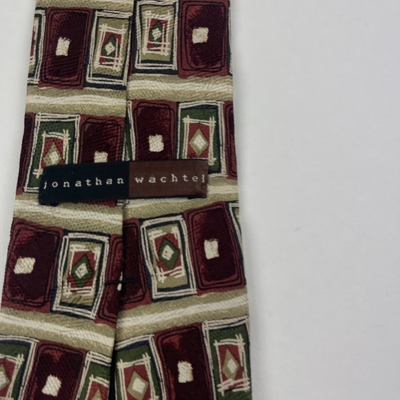Jonathan Wachtel Tie Mens Red Tan - Picture 6 of 6